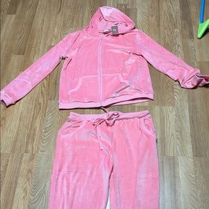 NWT HOTOUCH Pink Velour Tracksuit Set Full Zip Hoodie Jogg
